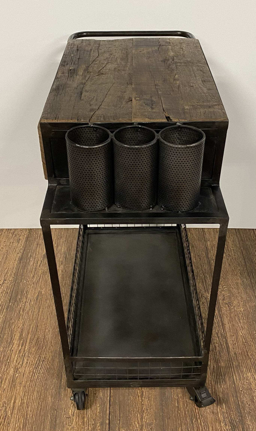 Rolling Rustic Black And Natural Bar Cart - Homeroots - Flyclothing LLC