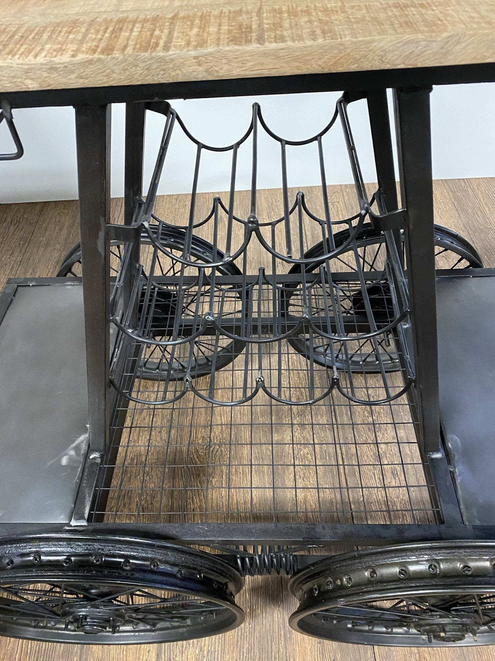 Rustic Black Rail Car Bar Cart - Homeroots - Flyclothing LLC