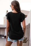 Ruffled Round Neck Cap Sleeve Blouse - Trendsi - Flyclothing LLC