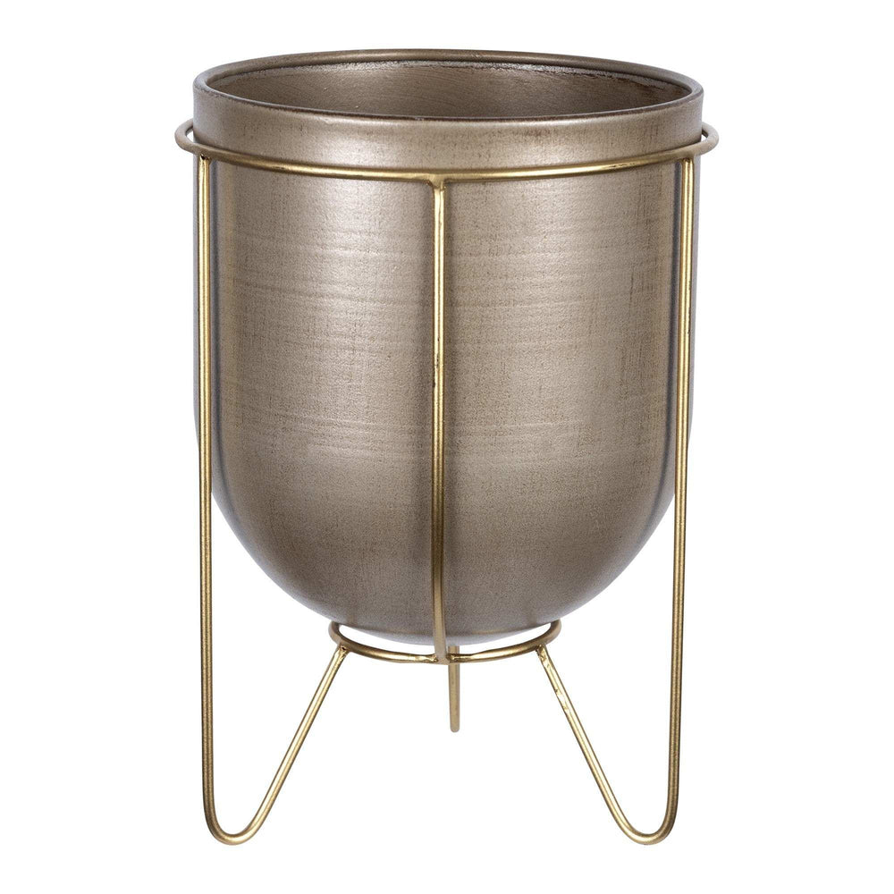 Bronze And Gold Metal Plant Pot - Homeroots - Flyclothing LLC