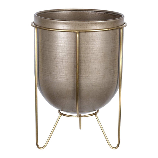 Bronze And Gold Metal Plant Pot - Homeroots - Flyclothing LLC