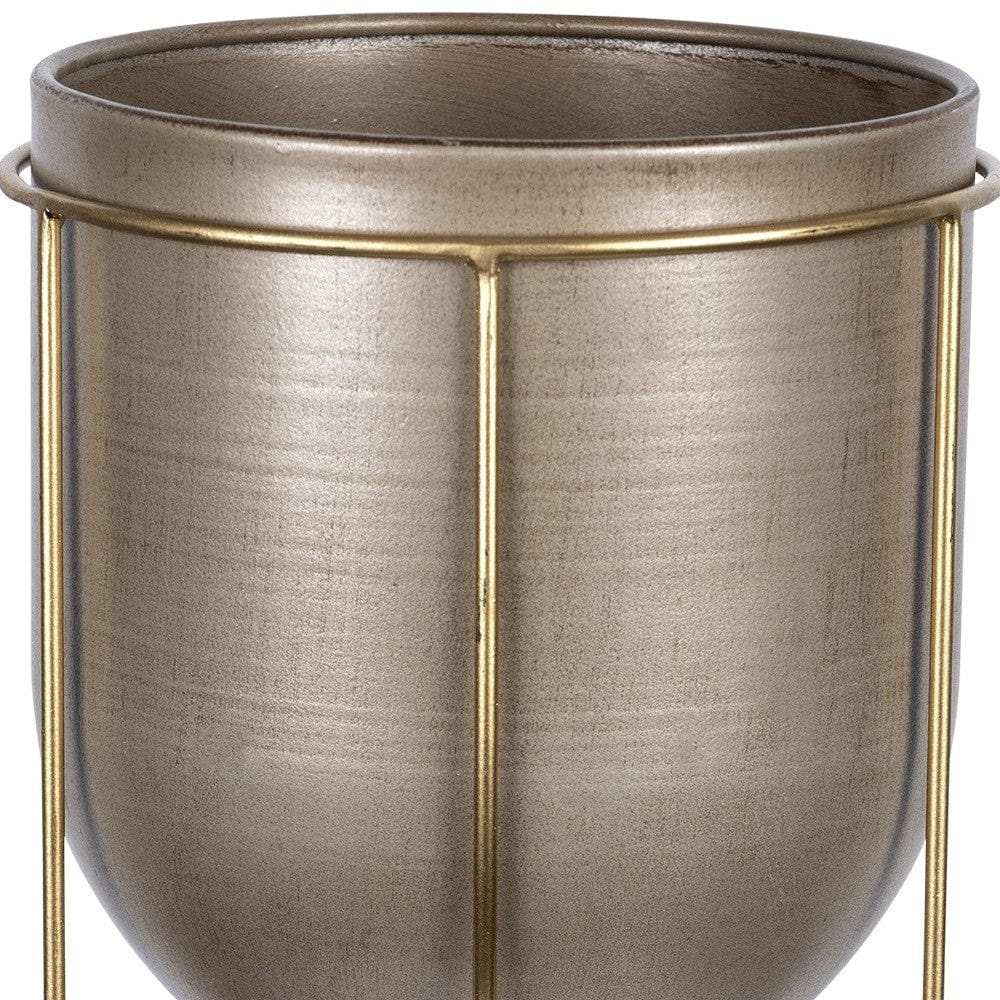 Bronze And Gold Metal Plant Pot - Homeroots - Flyclothing LLC