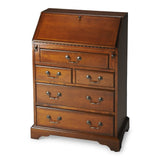 26" Brown Rubberwood Wood Secretary Desk With Five Drawers - Homeroots - Flyclothing LLC