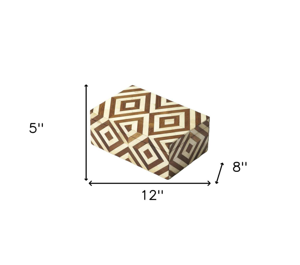 Wood And Bone Inlay Storage Box - Homeroots - Flyclothing LLC