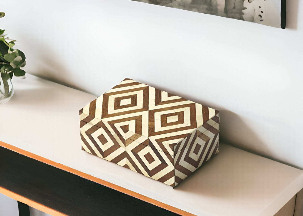 Wood And Bone Inlay Storage Box - Homeroots - Flyclothing LLC