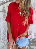 Full Size Collared Neck Half Sleeve Shirt Plus Size - Trendsi - Flyclothing LLC