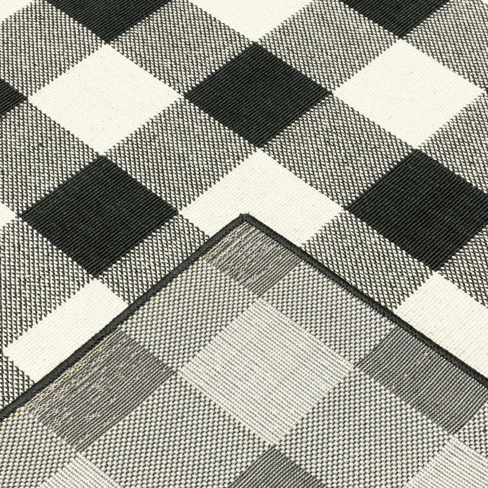 2' X 8' Black and Ivory Indoor Outdoor Area Rug - Homeroots - Flyclothing LLC