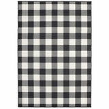 5' X 8' Black and Ivory Indoor Outdoor Area Rug - Homeroots - Flyclothing LLC