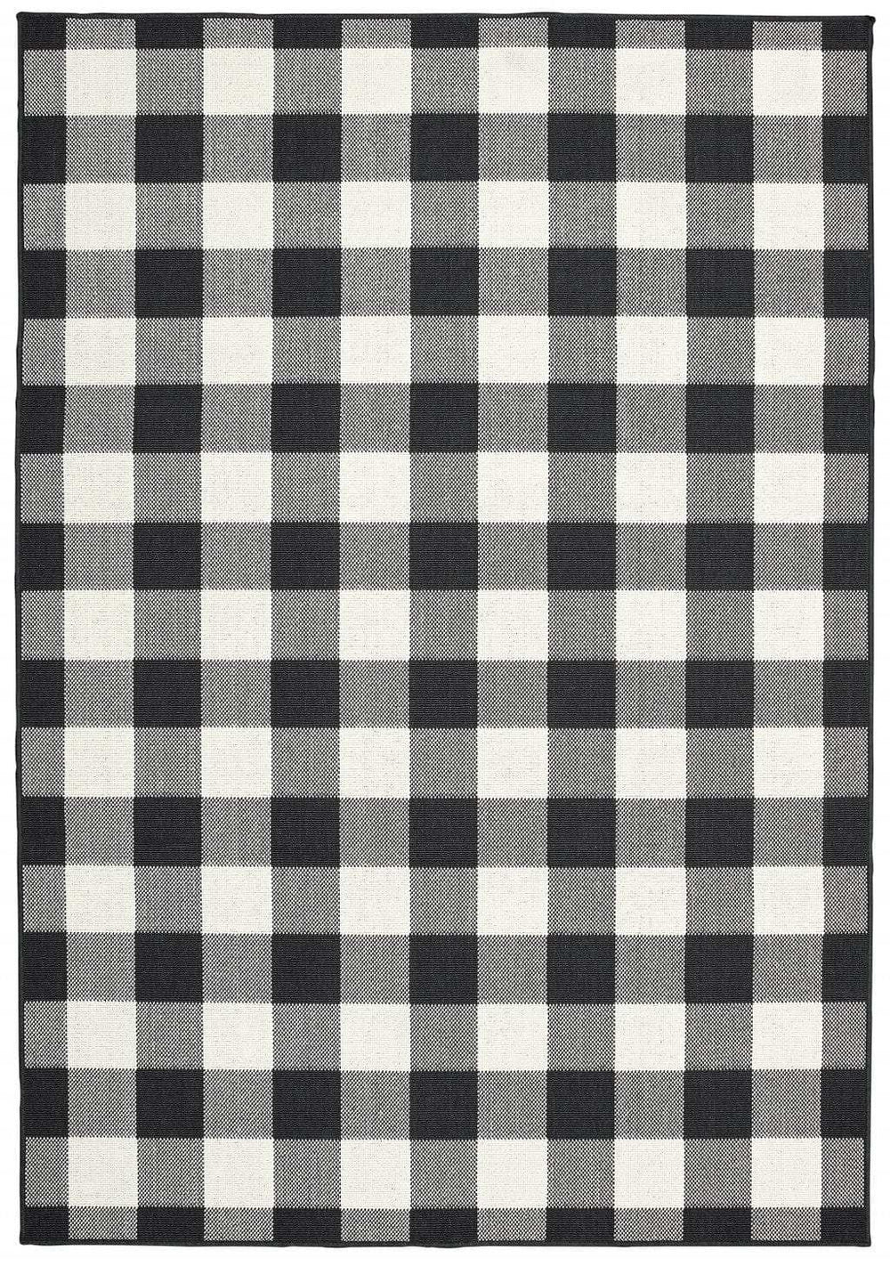 5' X 8' Black and Ivory Indoor Outdoor Area Rug - Homeroots - Flyclothing LLC