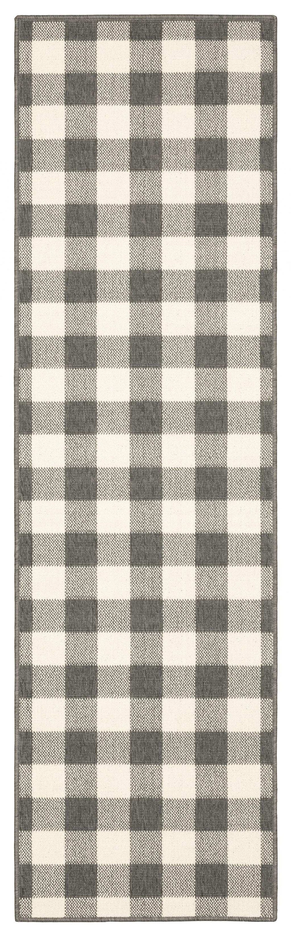 2' X 8' Gray and Ivory Indoor Outdoor Area Rug - Homeroots - Flyclothing LLC