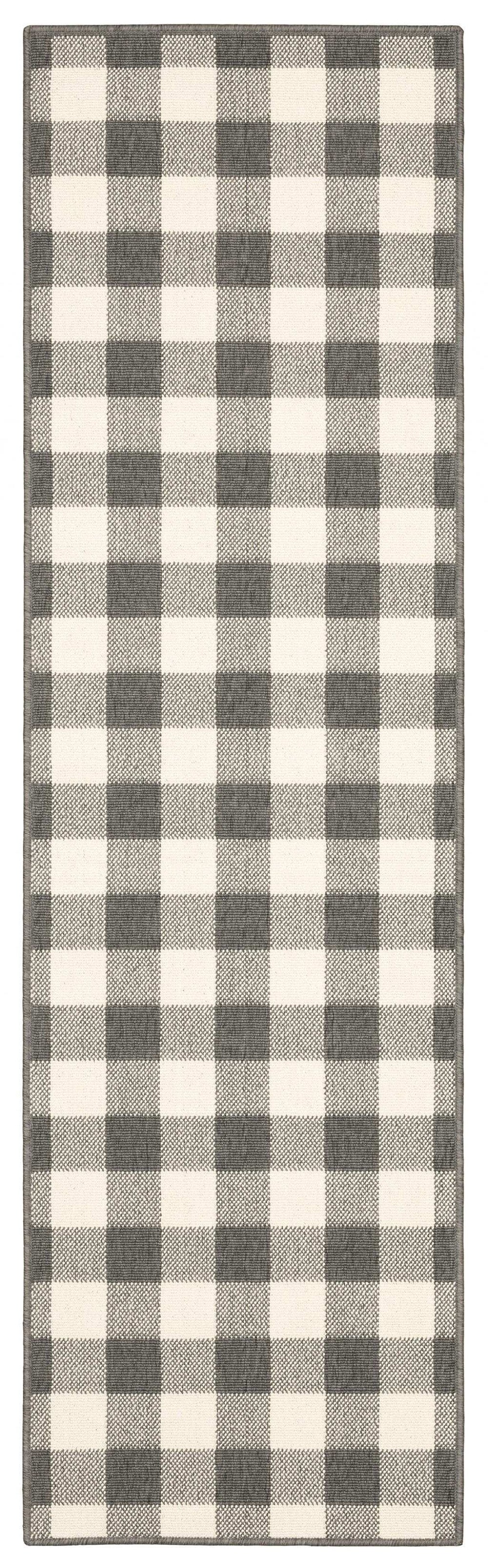2' X 8' Gray and Ivory Indoor Outdoor Area Rug - Homeroots - Flyclothing LLC
