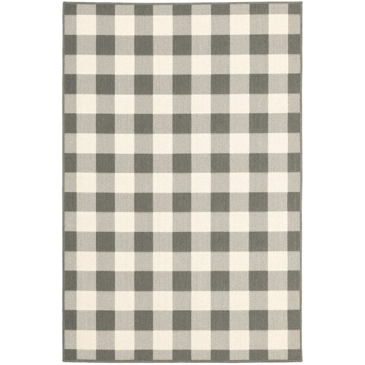 7' X 10' Gray and Ivory Indoor Outdoor Area Rug - Homeroots - Flyclothing LLC