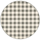 8' Round Gray and Ivory Round Gingham Stain Resistant Indoor Outdoor Area Rug - Homeroots - Flyclothing LLC