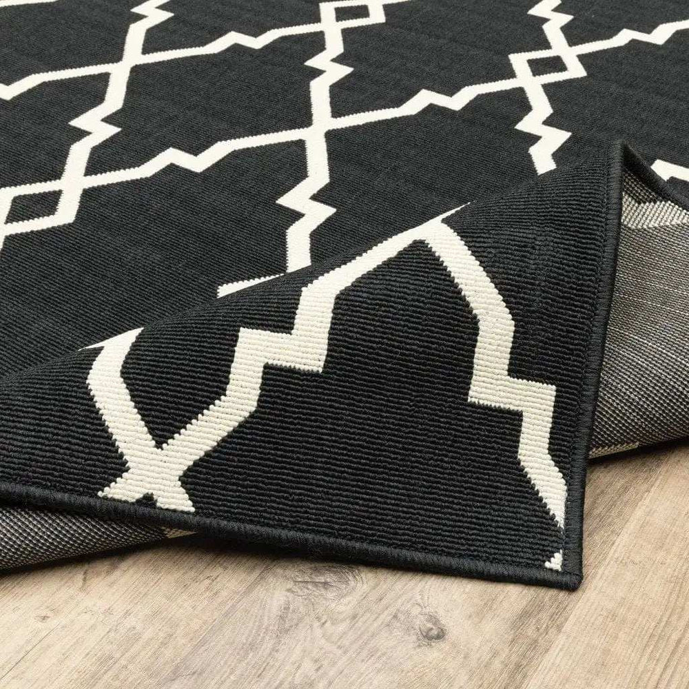 4' X 6' Black and Ivory Indoor Outdoor Area Rug - Homeroots - Flyclothing LLC