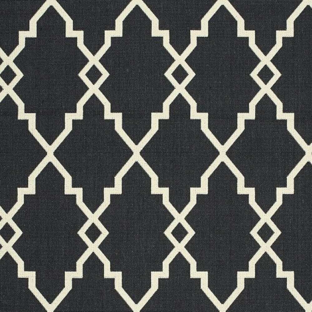 8' X 11' Black and Ivory Indoor Outdoor Area Rug - Homeroots - Flyclothing LLC