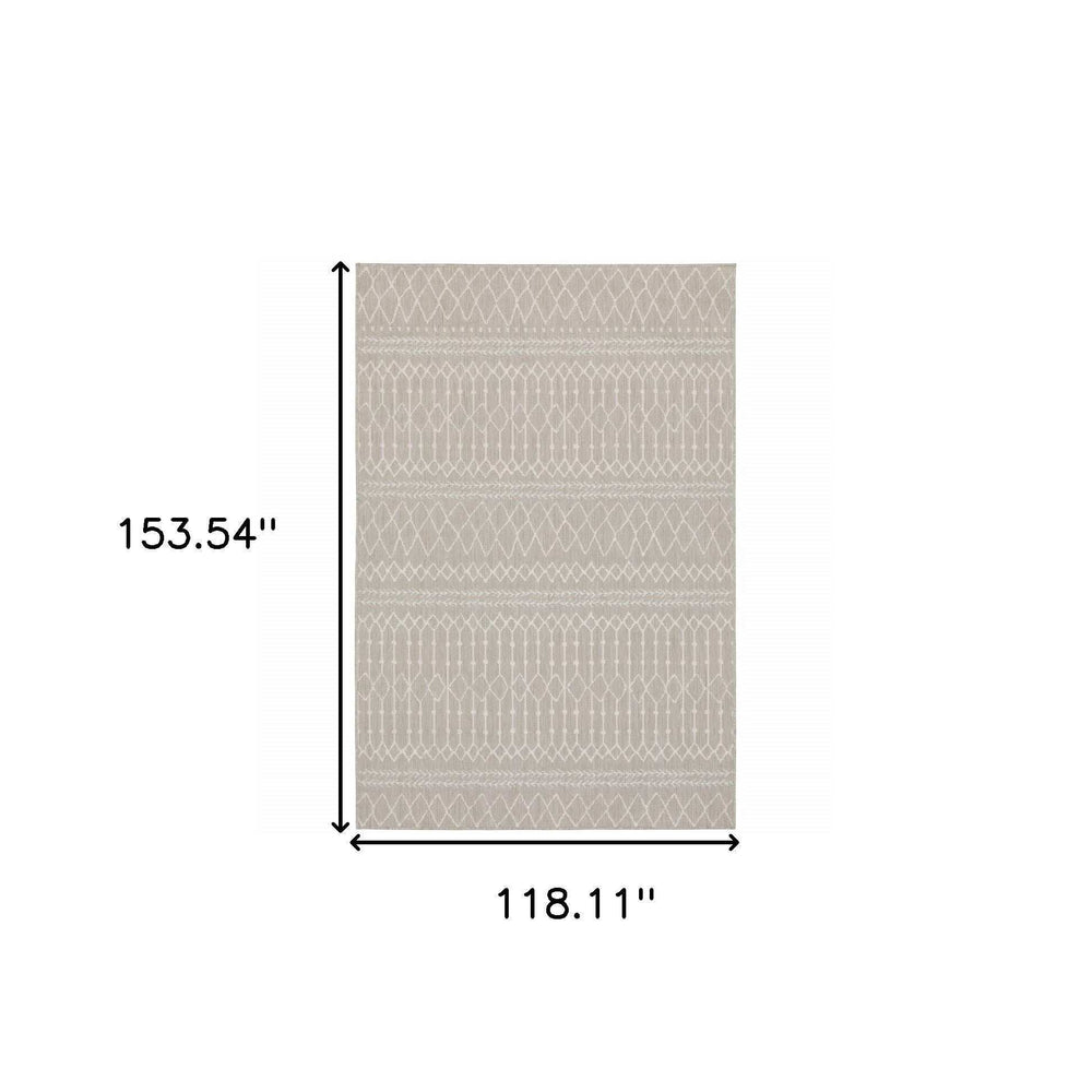 10' X 13' Gray and Ivory Indoor Outdoor Area Rug - Homeroots - Flyclothing LLC