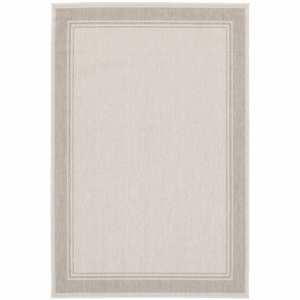 8' X 10' Gray and Ivory Indoor Outdoor Area Rug - Homeroots - Flyclothing LLC
