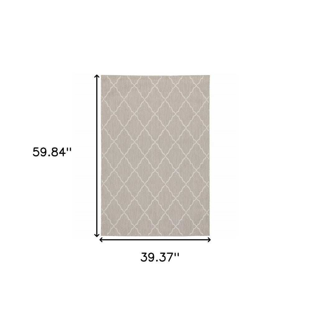 3' X 5' Gray and Ivory Indoor Outdoor Area Rug - Homeroots - Flyclothing LLC