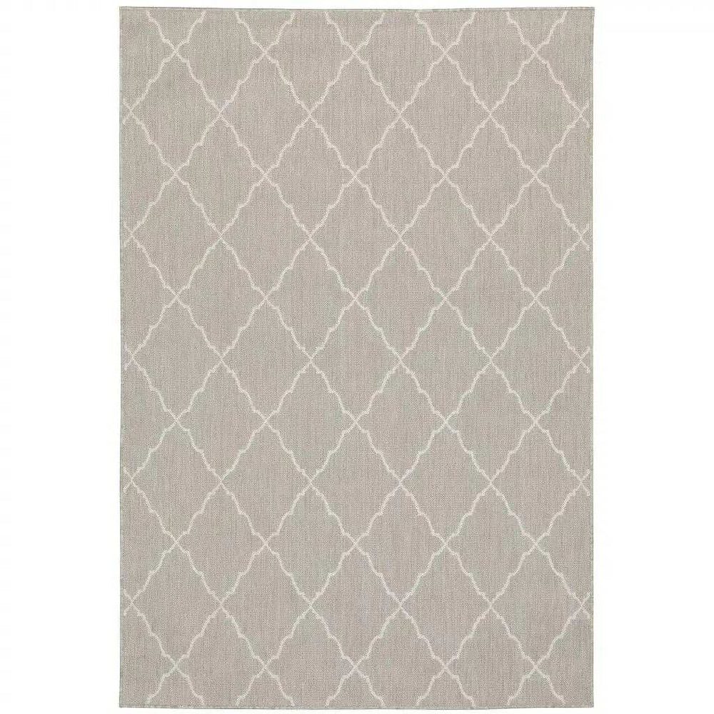 7' X 9' Gray and Ivory Indoor Outdoor Area Rug - Homeroots - Flyclothing LLC