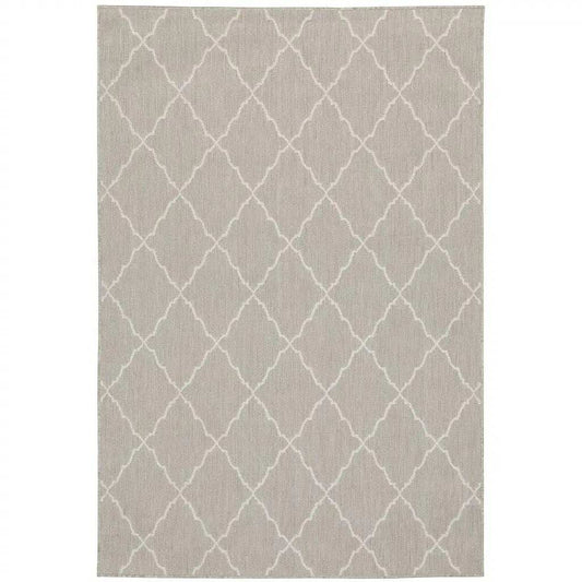 7' X 9' Gray and Ivory Indoor Outdoor Area Rug - Homeroots - Flyclothing LLC