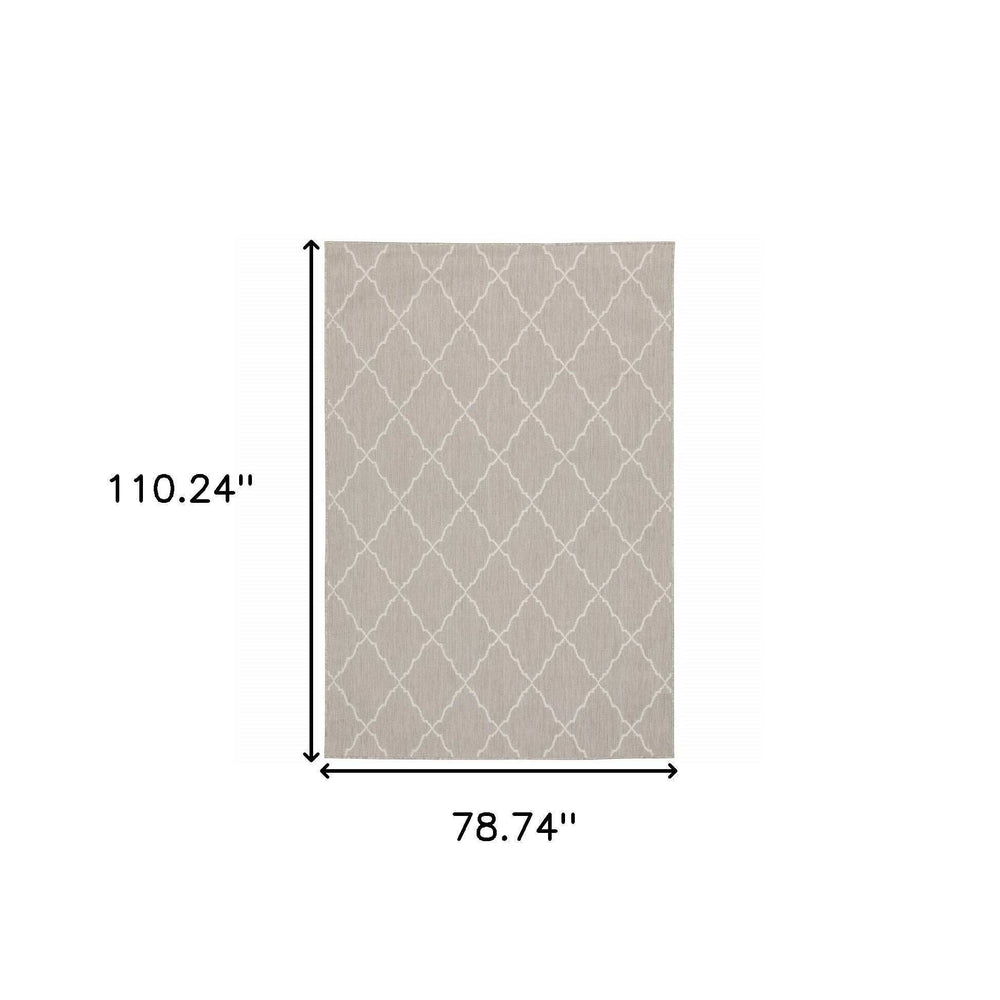 7' X 9' Gray and Ivory Indoor Outdoor Area Rug - Homeroots - Flyclothing LLC