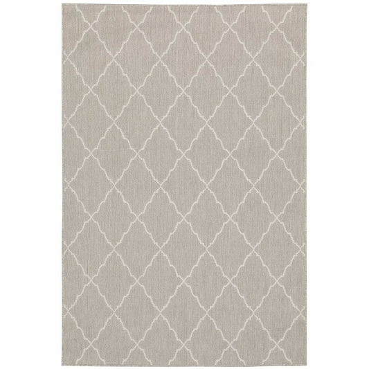 10' X 13' Gray and Ivory Indoor Outdoor Area Rug - Homeroots - Flyclothing LLC