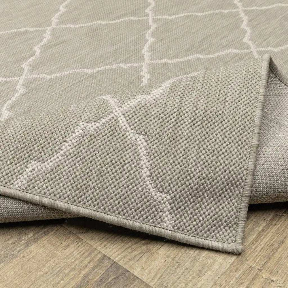 10' X 13' Gray and Ivory Indoor Outdoor Area Rug - Homeroots - Flyclothing LLC