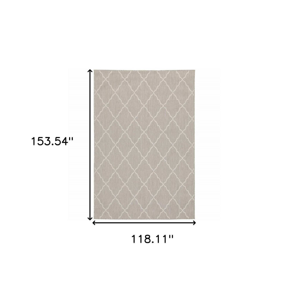 10' X 13' Gray and Ivory Indoor Outdoor Area Rug - Homeroots - Flyclothing LLC