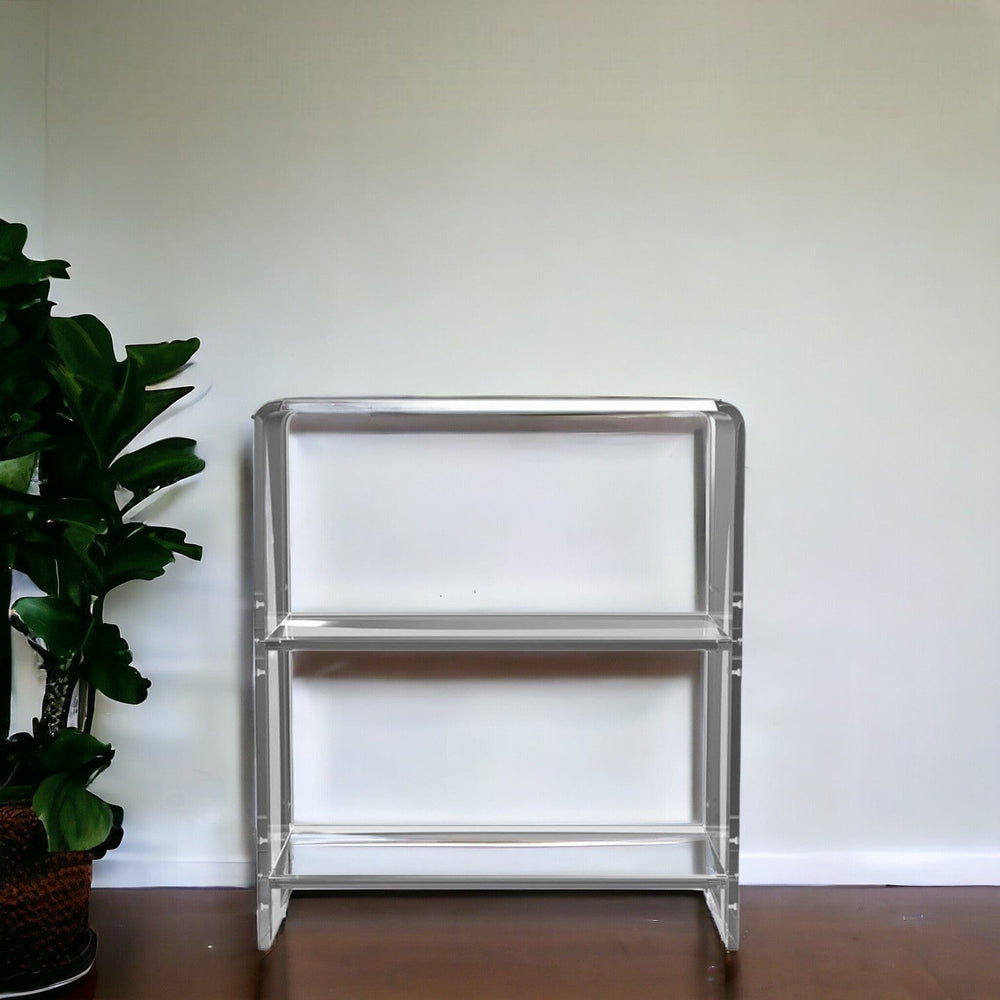 25" Clear Plastic Two Tier Bookcase - Homeroots - Flyclothing LLC