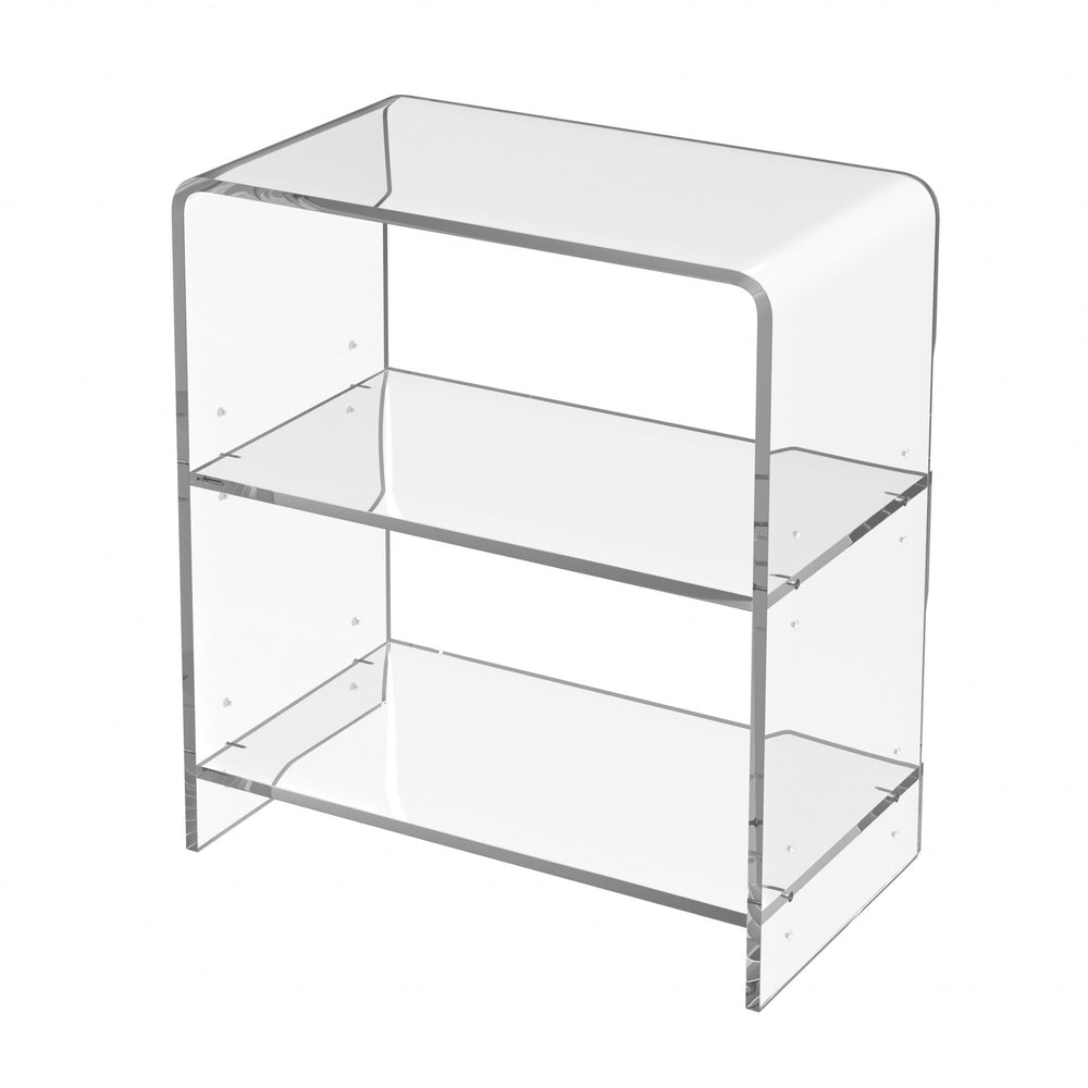 25" Clear Plastic Two Tier Bookcase - Homeroots - Flyclothing LLC