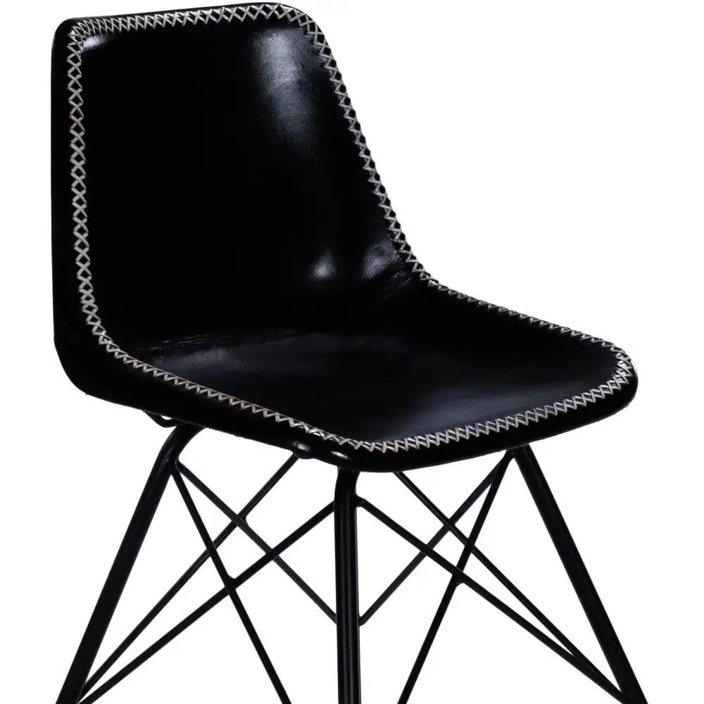 18" Black Faux Leather Side Chair - Homeroots - Flyclothing LLC