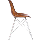 19" Brown And Silver Faux Leather Side Chair - Homeroots - Flyclothing LLC