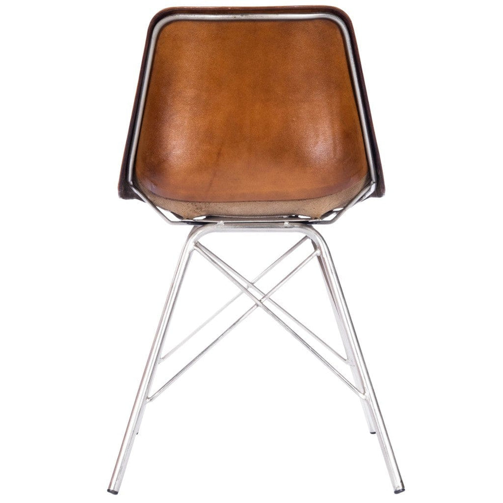 19" Brown And Silver Faux Leather Side Chair - Homeroots - Flyclothing LLC