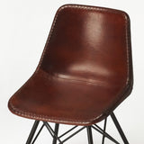 21" Brown And Black Faux Leather Side Chair - Homeroots - Flyclothing LLC