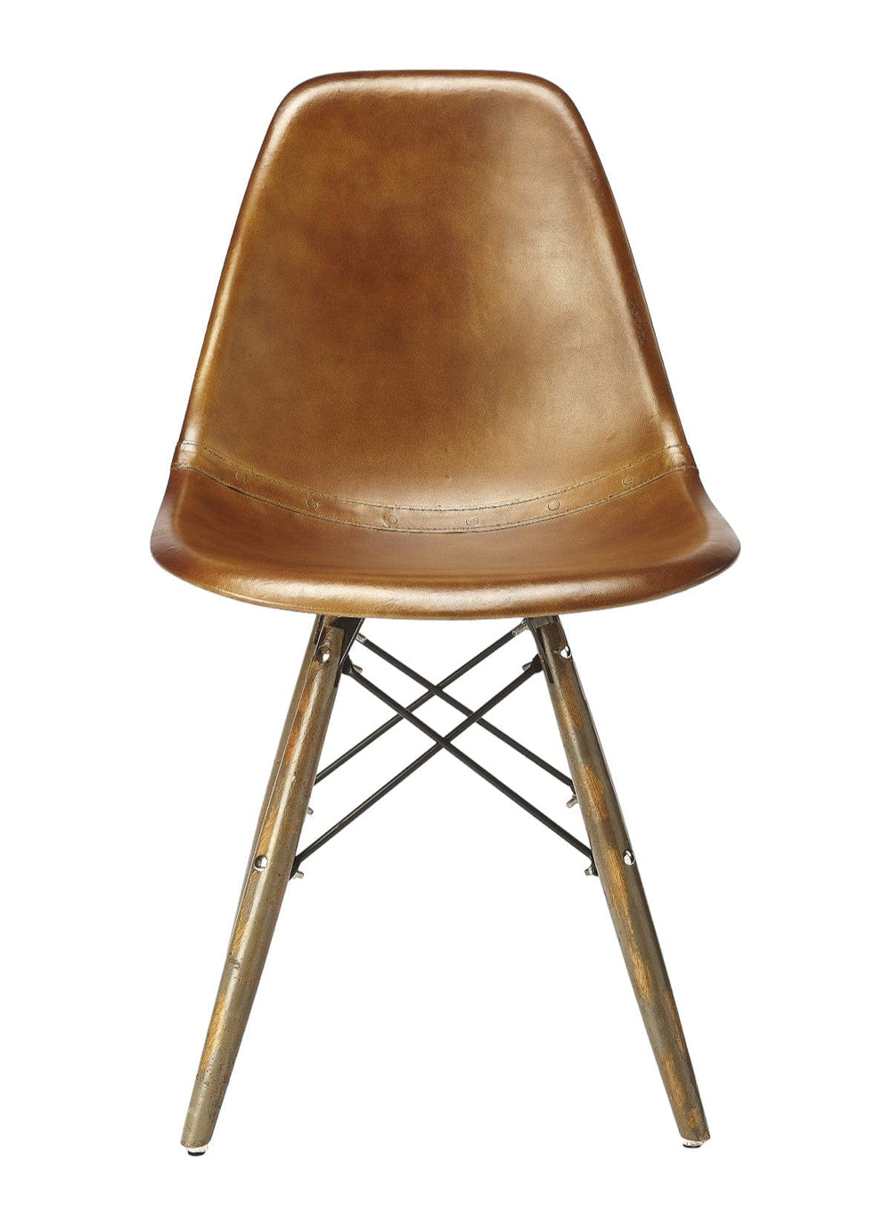 18" Brown And Copper Faux Leather Side Chair - Homeroots - Flyclothing LLC