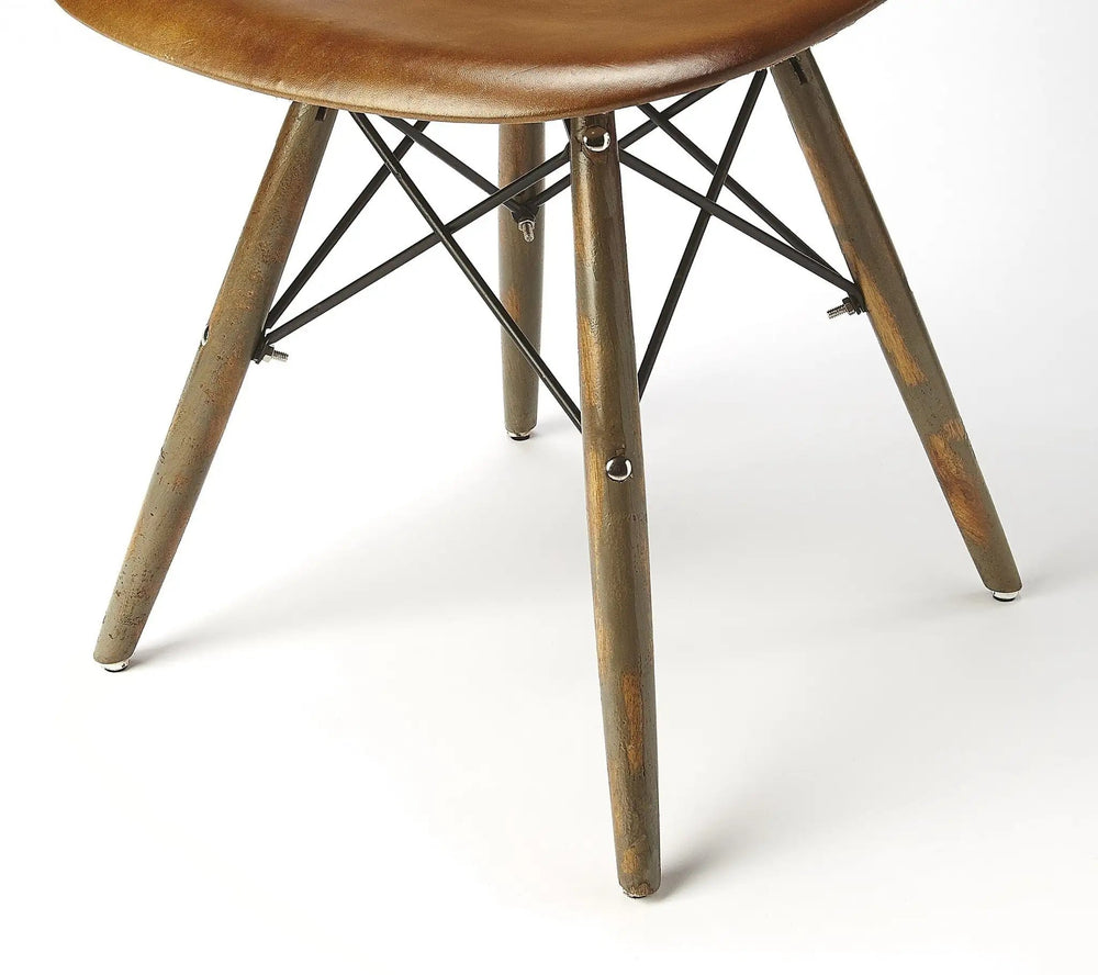 18" Brown And Copper Faux Leather Side Chair - Homeroots - Flyclothing LLC