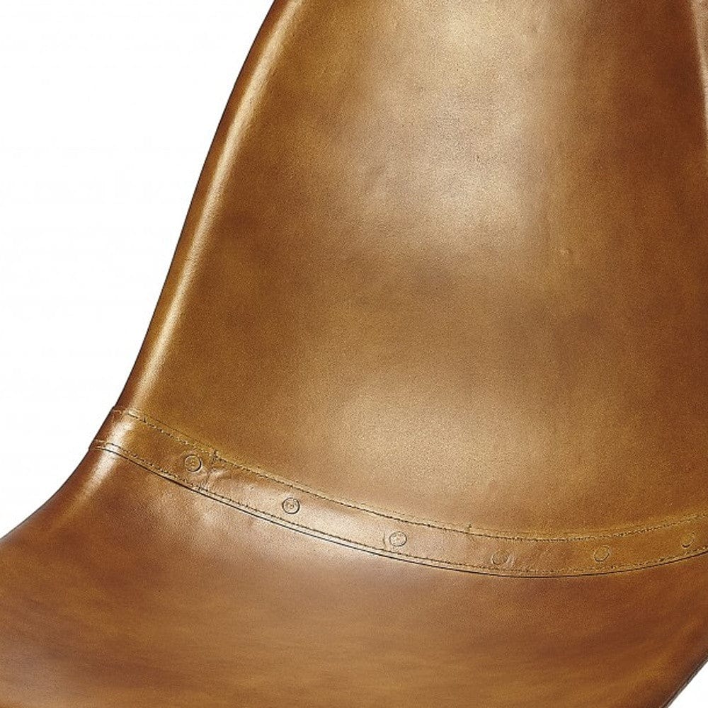 18" Brown And Copper Faux Leather Side Chair - Homeroots - Flyclothing LLC