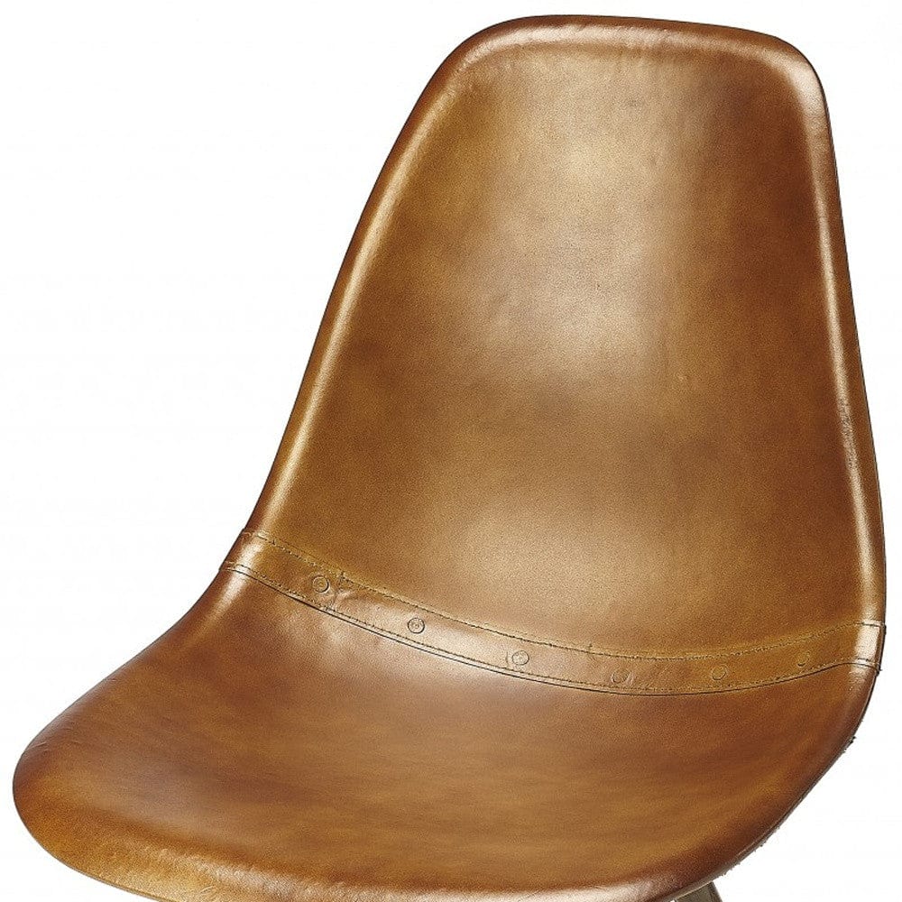 18" Brown And Copper Faux Leather Side Chair - Homeroots - Flyclothing LLC