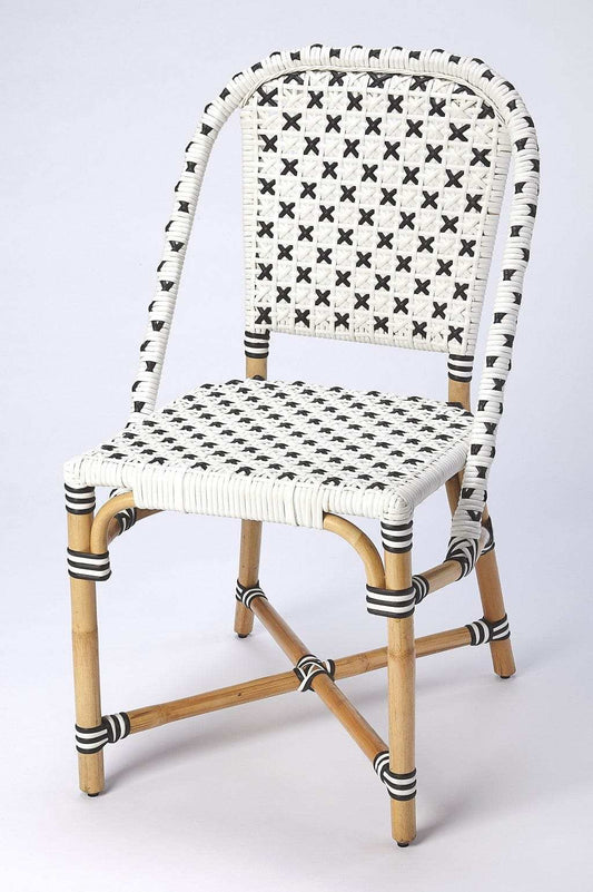 White And Brown Faux Rattan Dining Chair - Homeroots - Flyclothing LLC