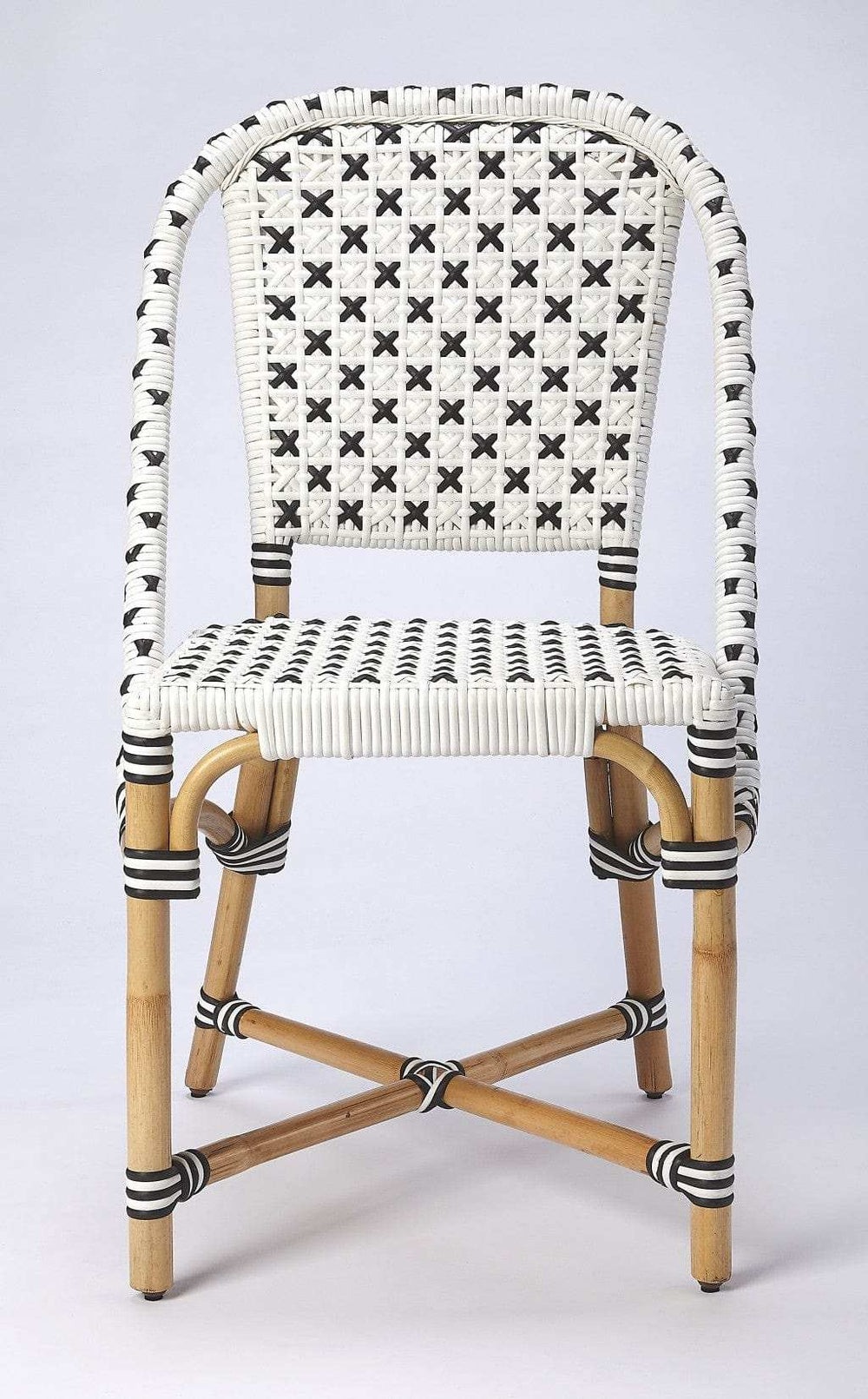 White And Brown Faux Rattan Dining Chair - Homeroots - Flyclothing LLC