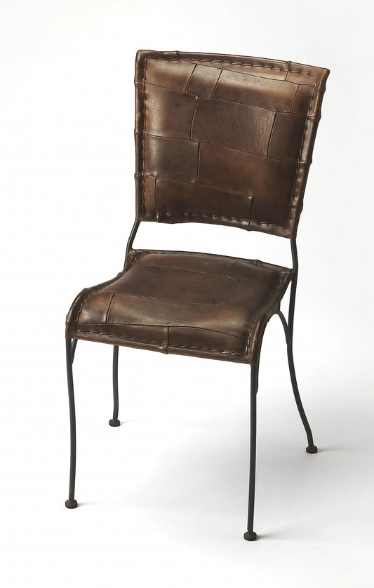 16" Brown Faux Leather Side Chair - Homeroots