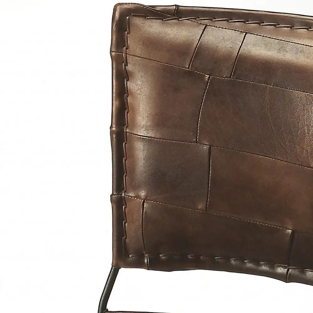 16" Brown Faux Leather Side Chair - Homeroots - Flyclothing LLC