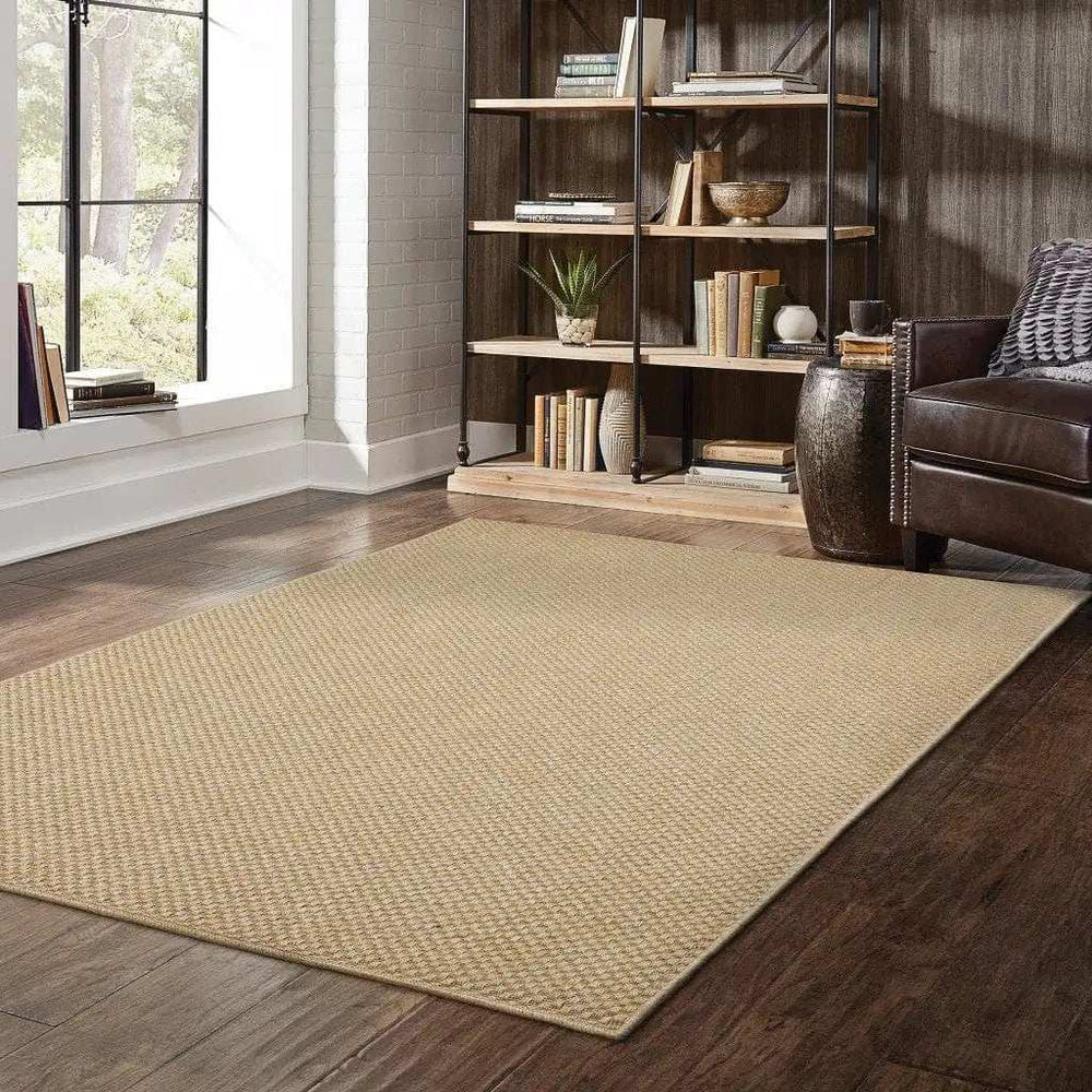 2' X 4' Tan Faux Seagrass Indoor Outdoor Area Rug - Homeroots - Flyclothing LLC