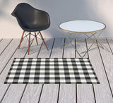 2' X 4' Black and Ivory Indoor Outdoor Area Rug - Homeroots - Flyclothing LLC