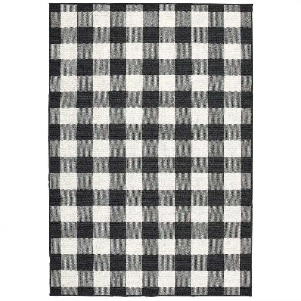 2' X 4' Black and Ivory Indoor Outdoor Area Rug - Homeroots - Flyclothing LLC