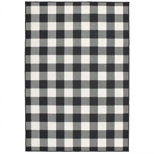 2' X 4' Black and Ivory Indoor Outdoor Area Rug - Homeroots - Flyclothing LLC