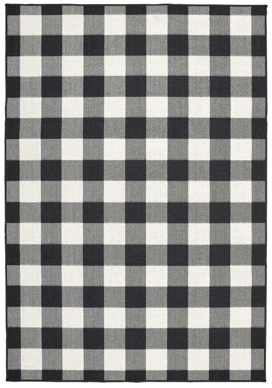 2' X 4' Black and Ivory Indoor Outdoor Area Rug - Homeroots - Flyclothing LLC