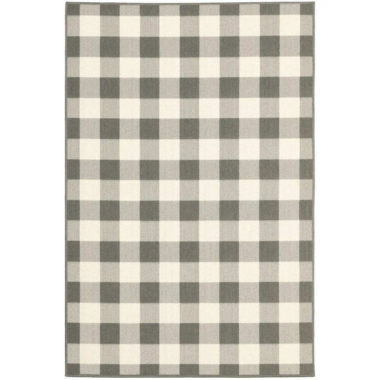 2' X 4' Gray and Ivory Indoor Outdoor Area Rug - Homeroots - Flyclothing LLC
