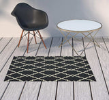 2' X 4' Black and Ivory Indoor Outdoor Area Rug - Homeroots - Flyclothing LLC