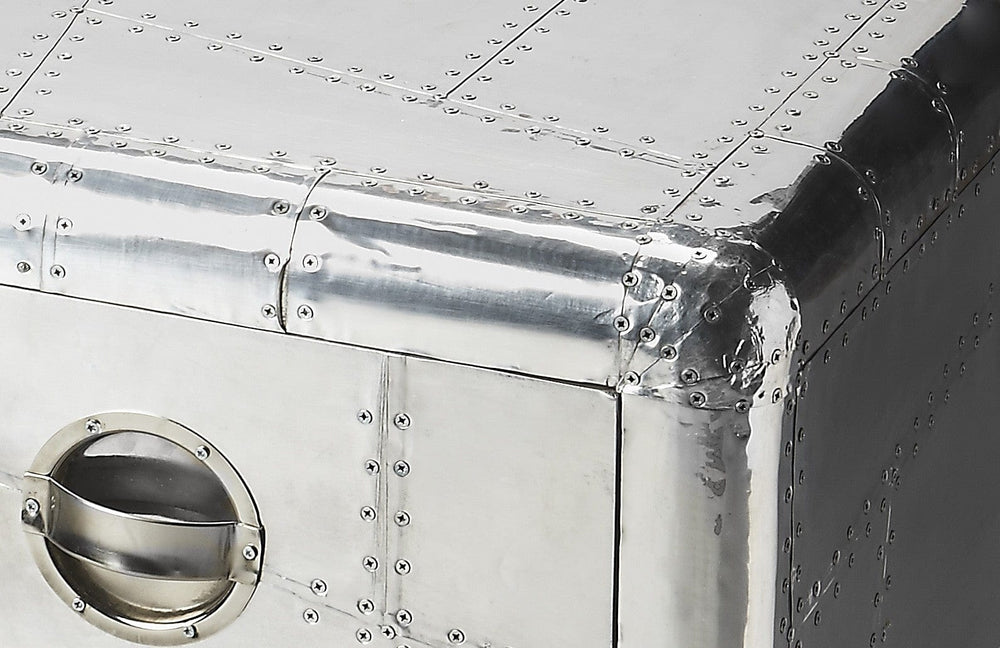 20" Silver Aluminum End Table With Two Drawers - Homeroots - Flyclothing LLC